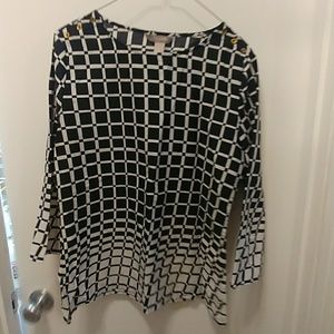 Black and white geometric blouse